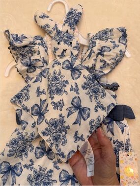 Vintage Style Floral Infant Romper with Matching Bunny Toy